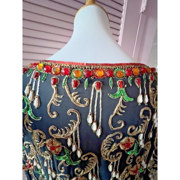 ART DECO Sz S/M Beaded Blouse Concetta Rafanello St. Martin Sequin GLAMOROUS - Picture 5 of 16
